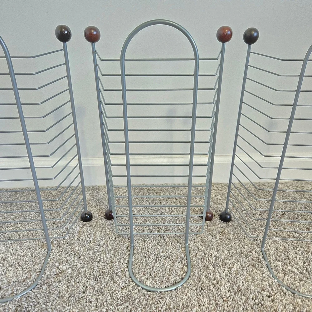 15 DVD Blu-ray Game Holder LOT of 3 Wire Metal Rack Tower Storage‎ Free Standing